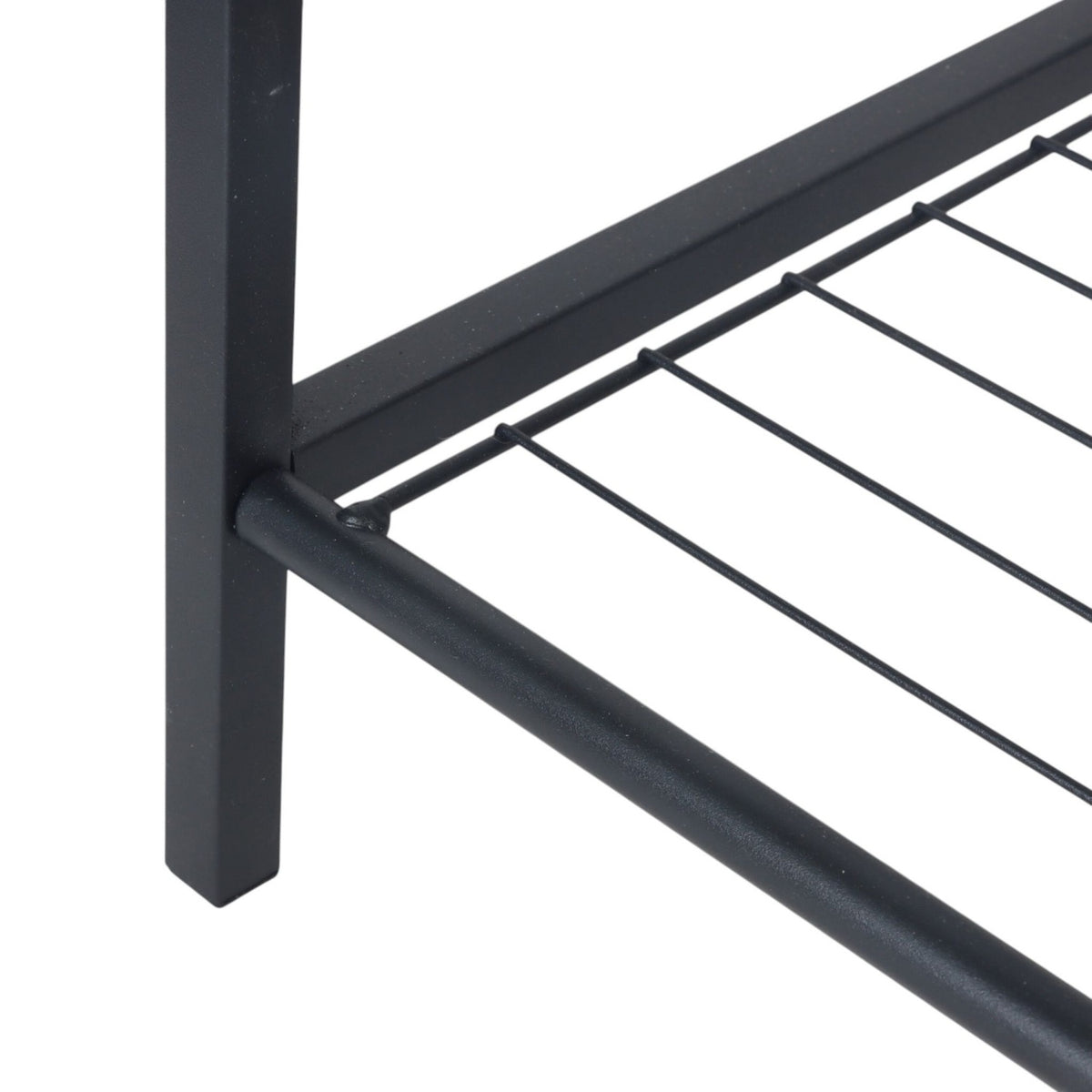 Coat Rack with Shoe Storage – Iron, 2 Hook Rails, 4 Shelves