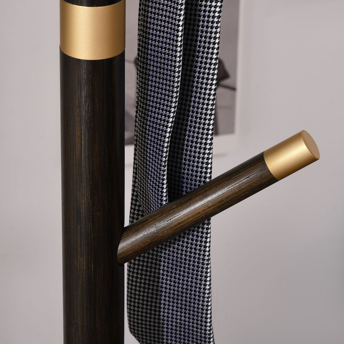 Coat rack with 6 hooks, clothes rack, standing coat rack for hallway, metal, walnut, 36x36x180cm