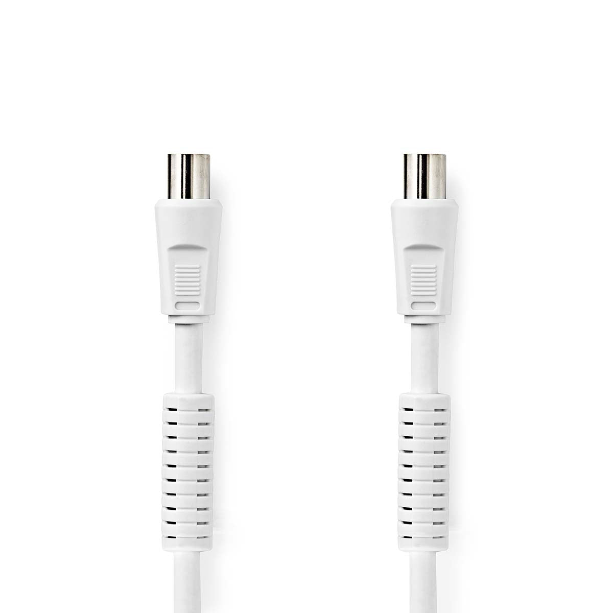 Coax Cable | IEC (Coax) Male | IEC (Coax) Female | Nickel Plated | 120 dB | 75 Ohm | Quad Shielded | 15.0 m | Round | PVC | White | Label