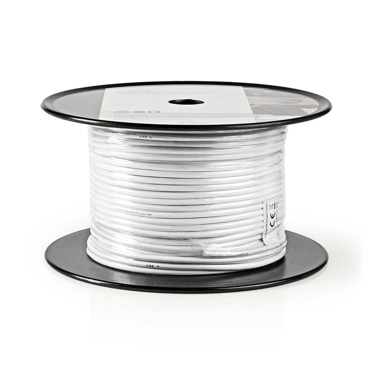 Coax Cable On Reel | RG58C/U | 50 Ohm | Double Shielded | ECA | 100.0 m | Coax | PVC | White | Reel