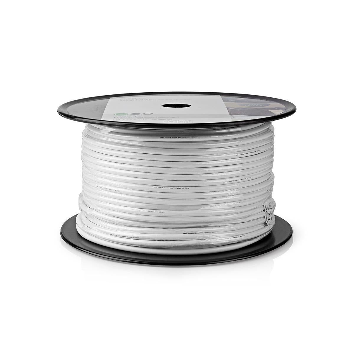 Coax Cable On Reel | RG59U | 75 Ohm | Double Shielded | ECA | 100.0 m | Coax | PVC | White | Reel