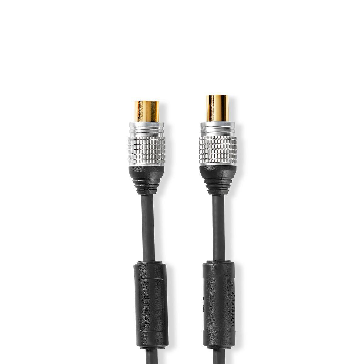 Coaxial cable | IEC (Coax) Male | IEC (Coax) Female | Gold Plated | 75 Ohm | Double Shielded | 10.0 m | Round | PVC | Anthracite | Mussel shell