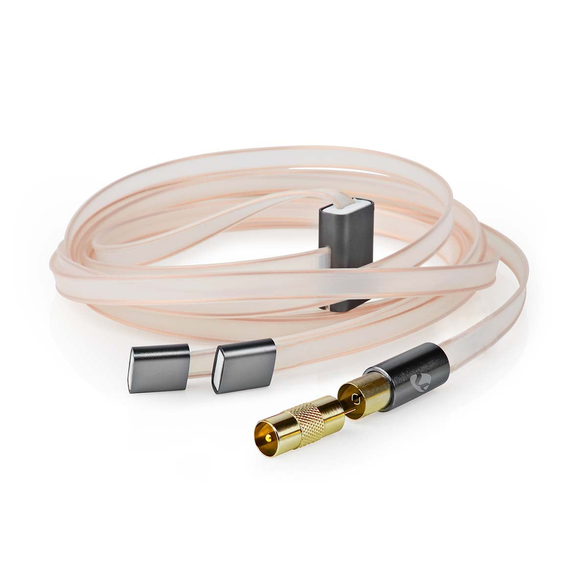 Coaxial cable | IEC (Coax) Male | IEC (Coax) Male | Gold Plated | 50 Ohm | Unprotected | 2.00 m | Flat | PVC | Anthracite | Box