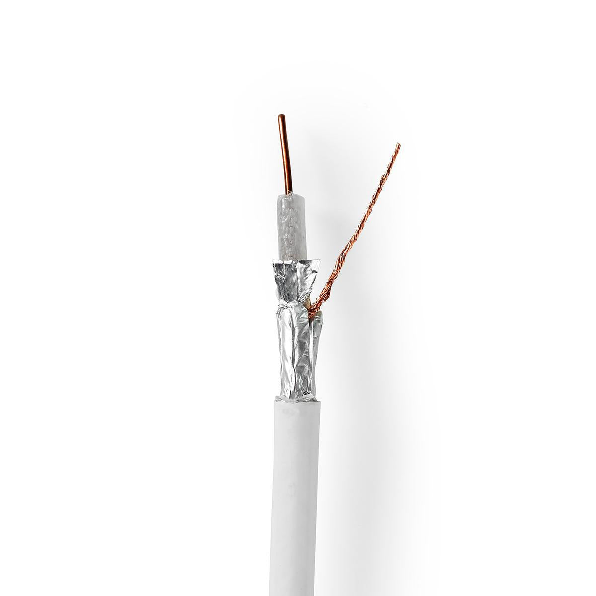 Coaxial cable on Bobin | 4G / LTE secure | 75 Ohm | Triple Protected | ECA | 50.0 m | Coax | PVC | White | Gift box