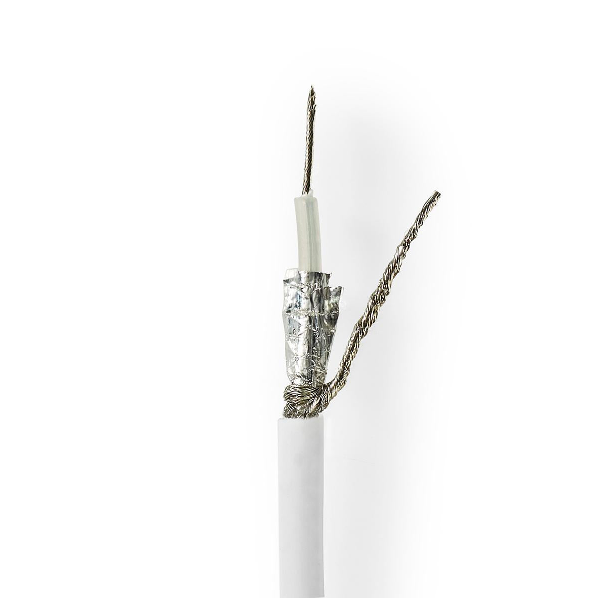 Coaxial cable on Bobin | RG58C/U | 50 Ohm | Double Shielded | ECA | 50.0 m | Coax | PVC | White | Gift box