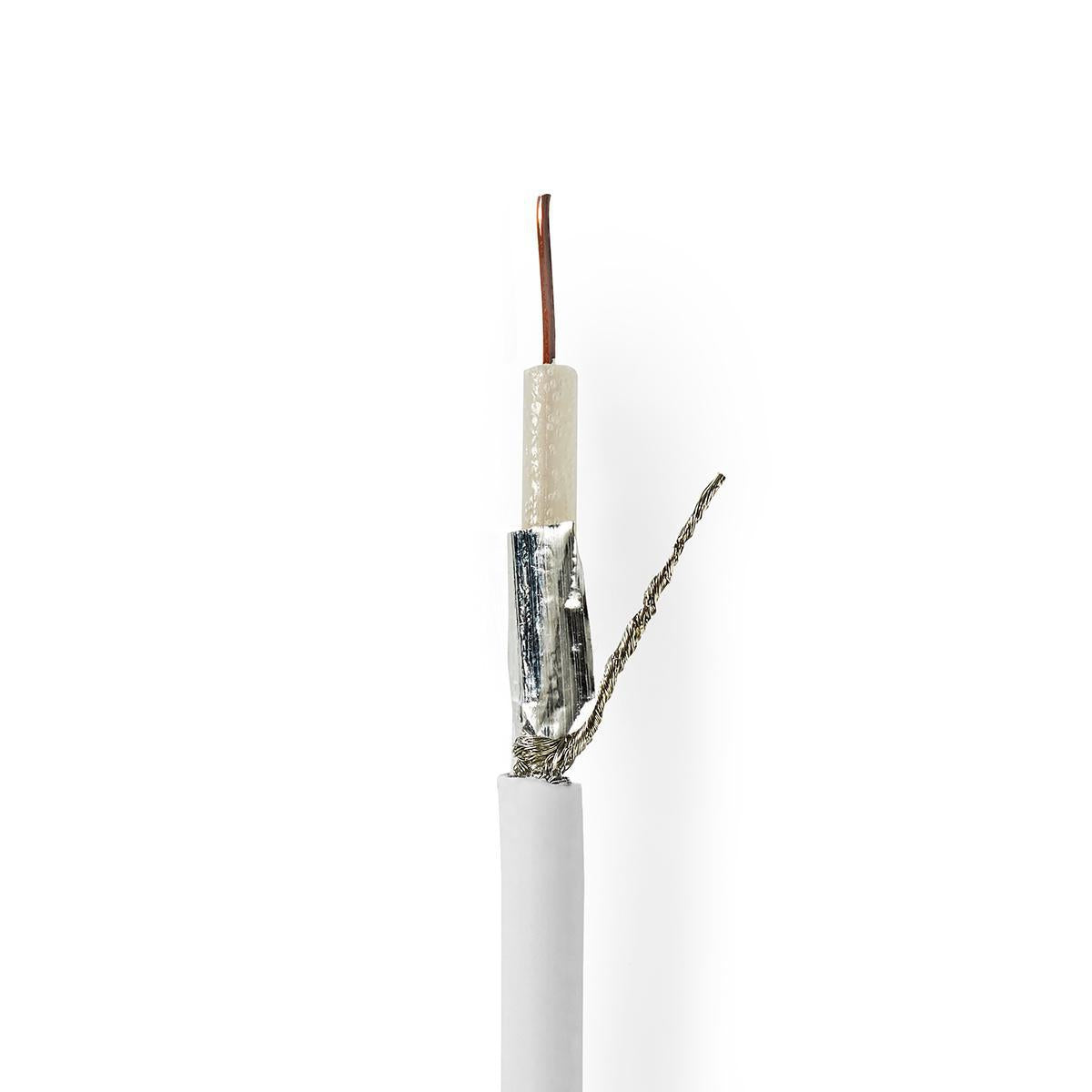 Coaxial cable on Bobin | RG59 | 75 Ohm | Double Shielded | ECA | 50.0 m | Coax | PVC | White | Gift box