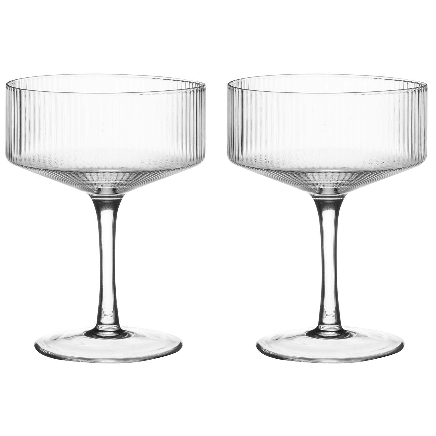Cocktail Glasses, Ribbed Clear Glass, 20 cl, 2-Pack