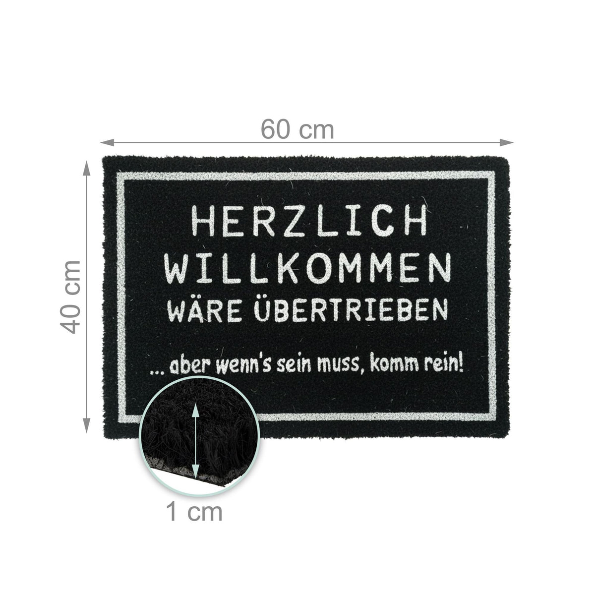 Coconut Doormat, 60x40 cm, Humorous Saying, Non-Slip