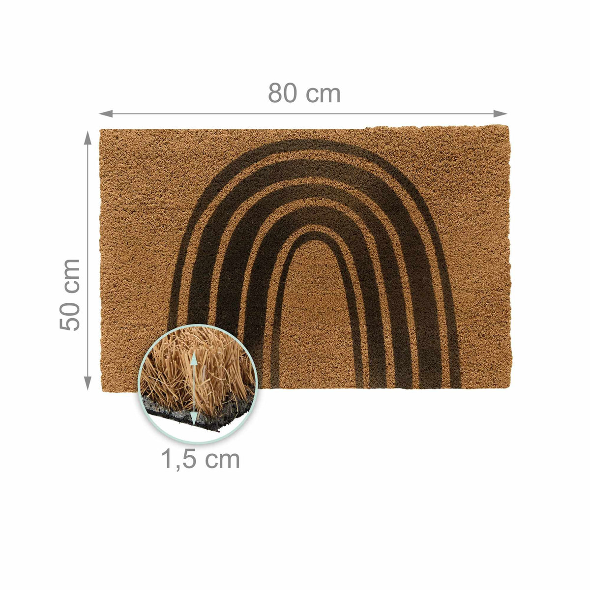 Coconut Doormat, 80x50 cm, Non-Slip, Weather-Resistant