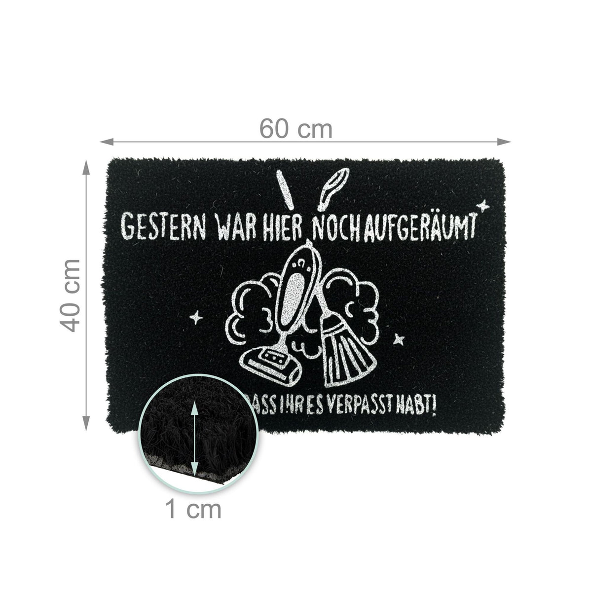 Coconut Doormat with Humorous Saying, 60x40 cm, Non-Slip