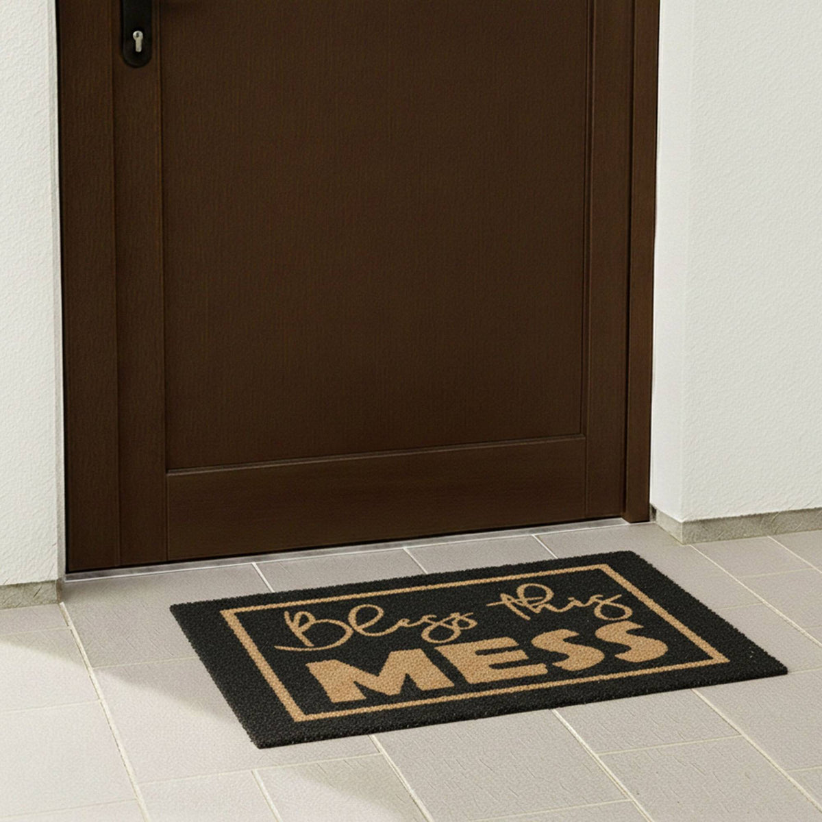 Coconut Doormat with Humorous Saying, 60x40 cm, Non-Slip