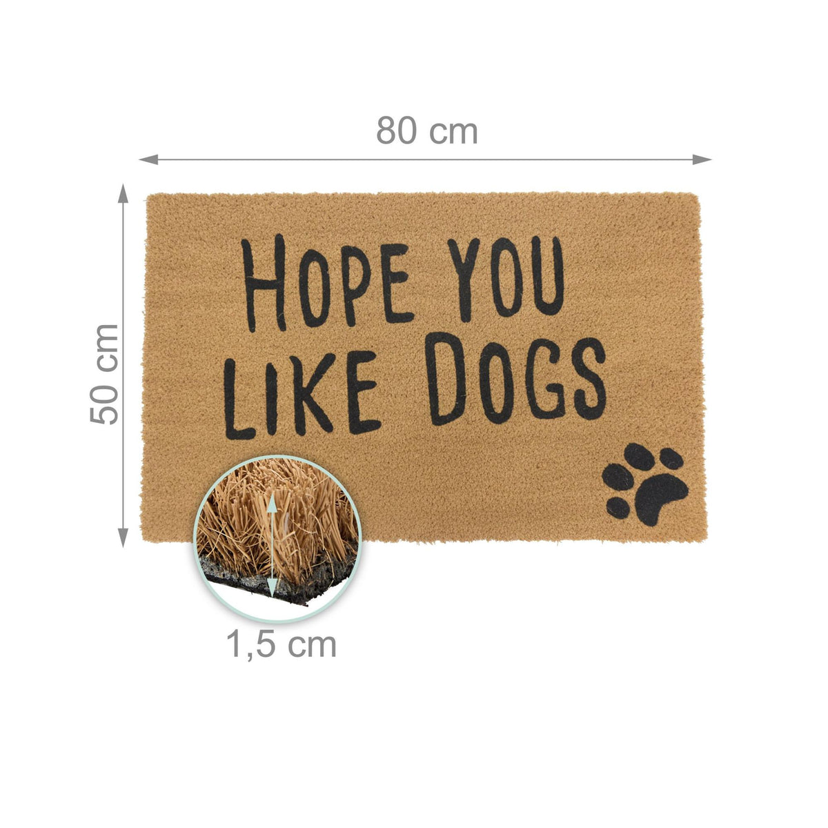 Coconut Fiber Animal Doormat, 80x50 cm, Indoor/Outdoor