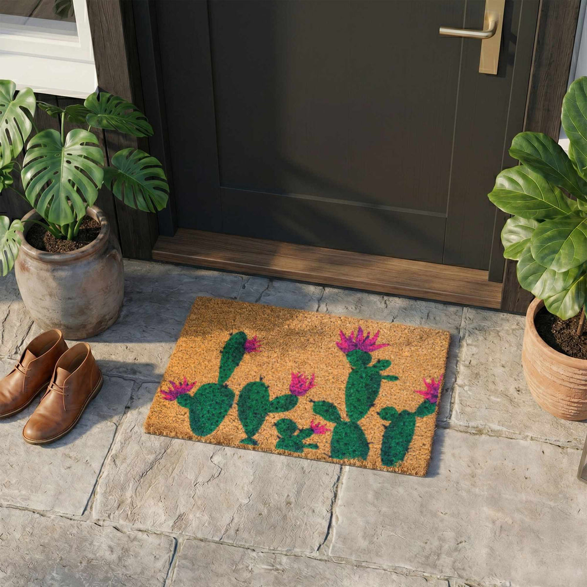 Coconut Fibre Doormat, Botanical Design, 60x40 cm