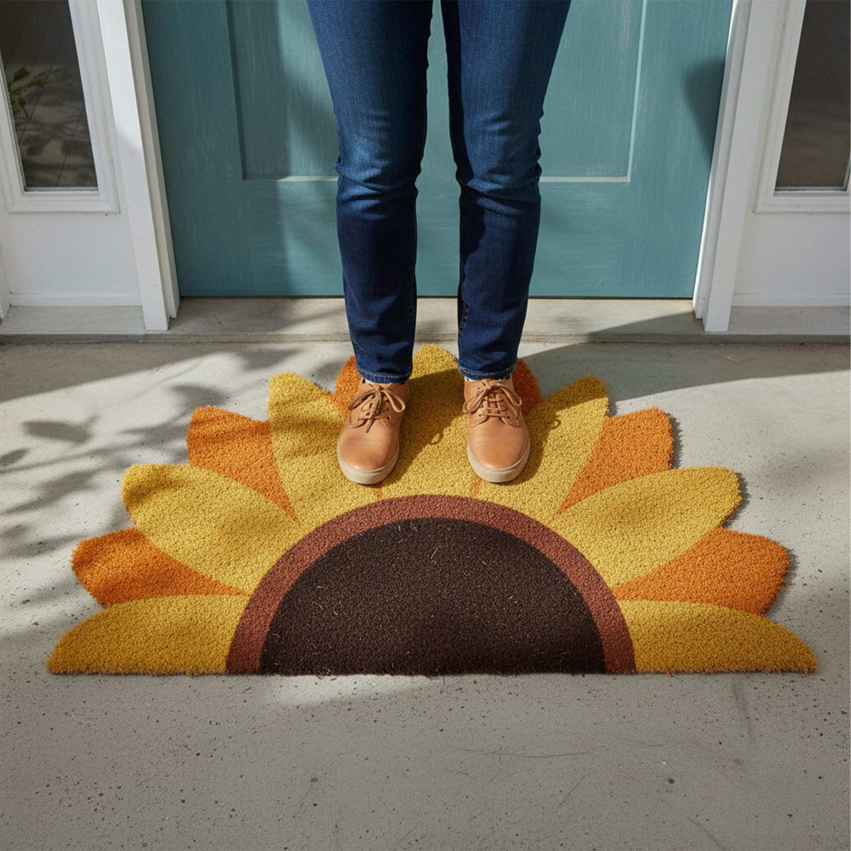 Coconut Half-Round Doormat, 80x50 cm, Non-Slip