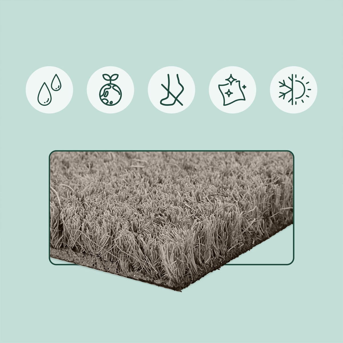 Coconut Half-Round Doormat, 80x50 cm, Non-Slip
