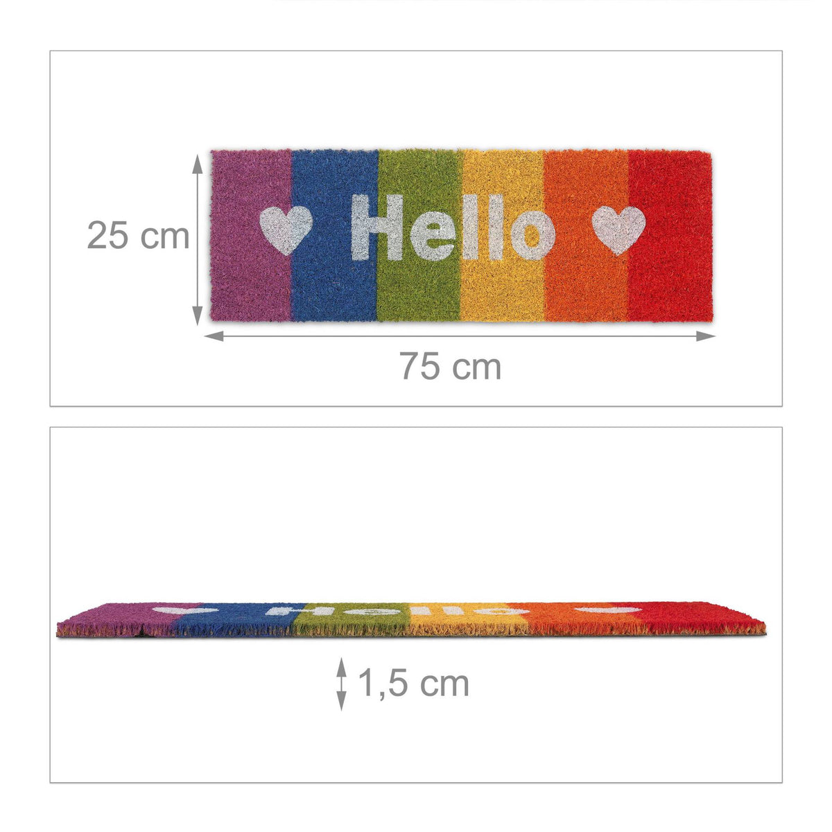 Coconut doormat "Hello" rainbow