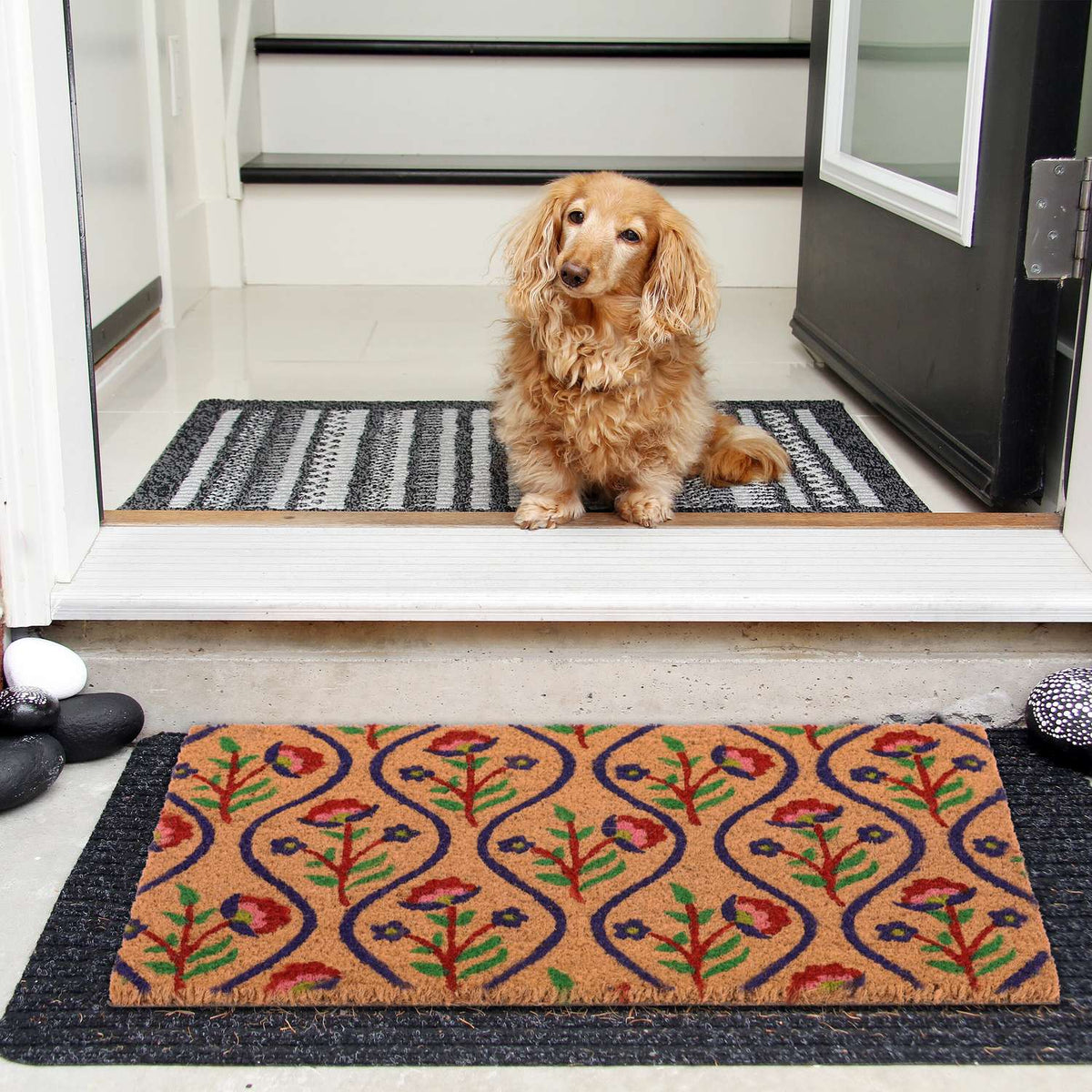 Coconut doormat flowers