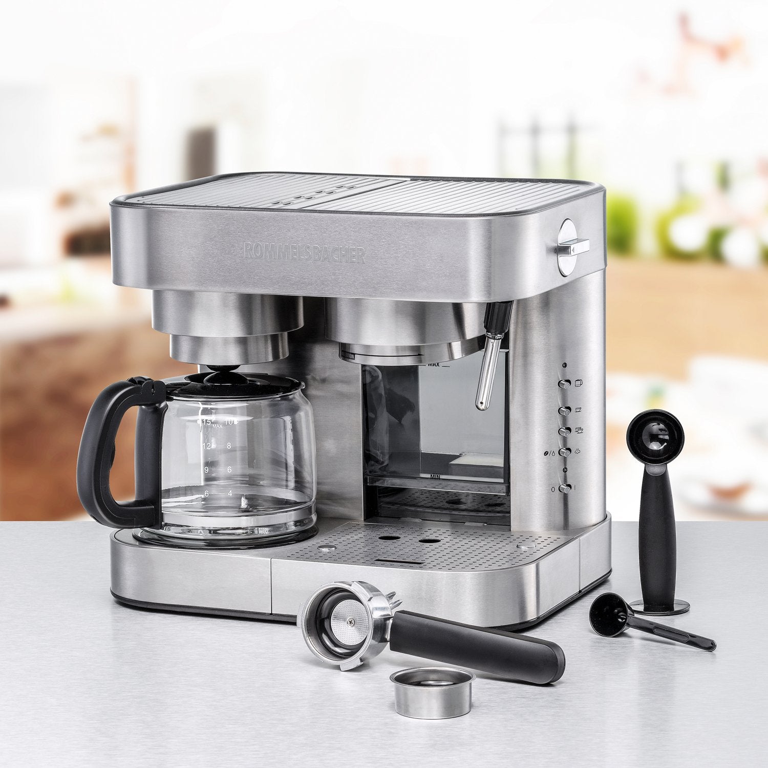 Coffee & Espresso Maker – Stainless Steel, 10-Cup, 19-Bar