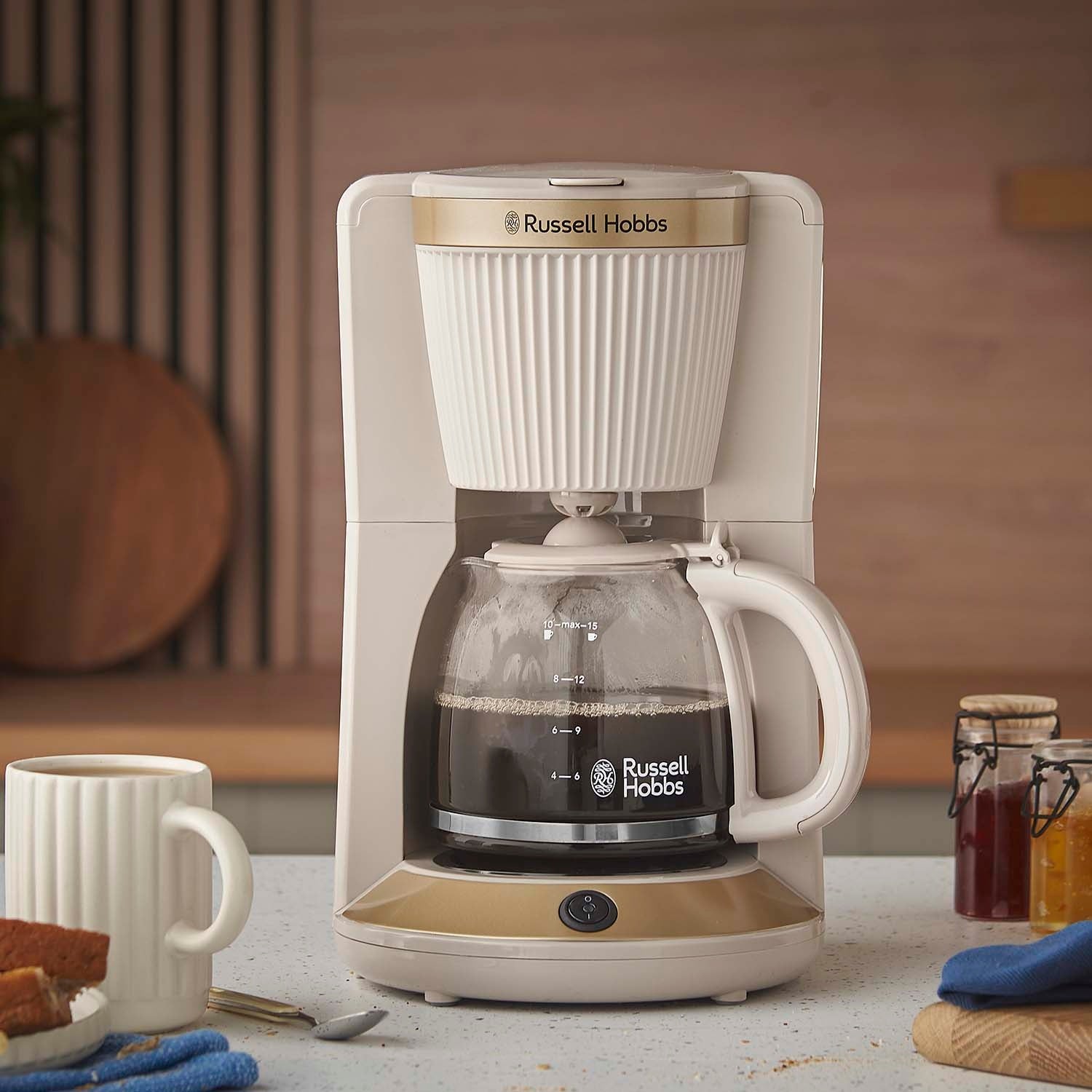 Coffee Maker, Stone-Colored, 1.25L Capacity