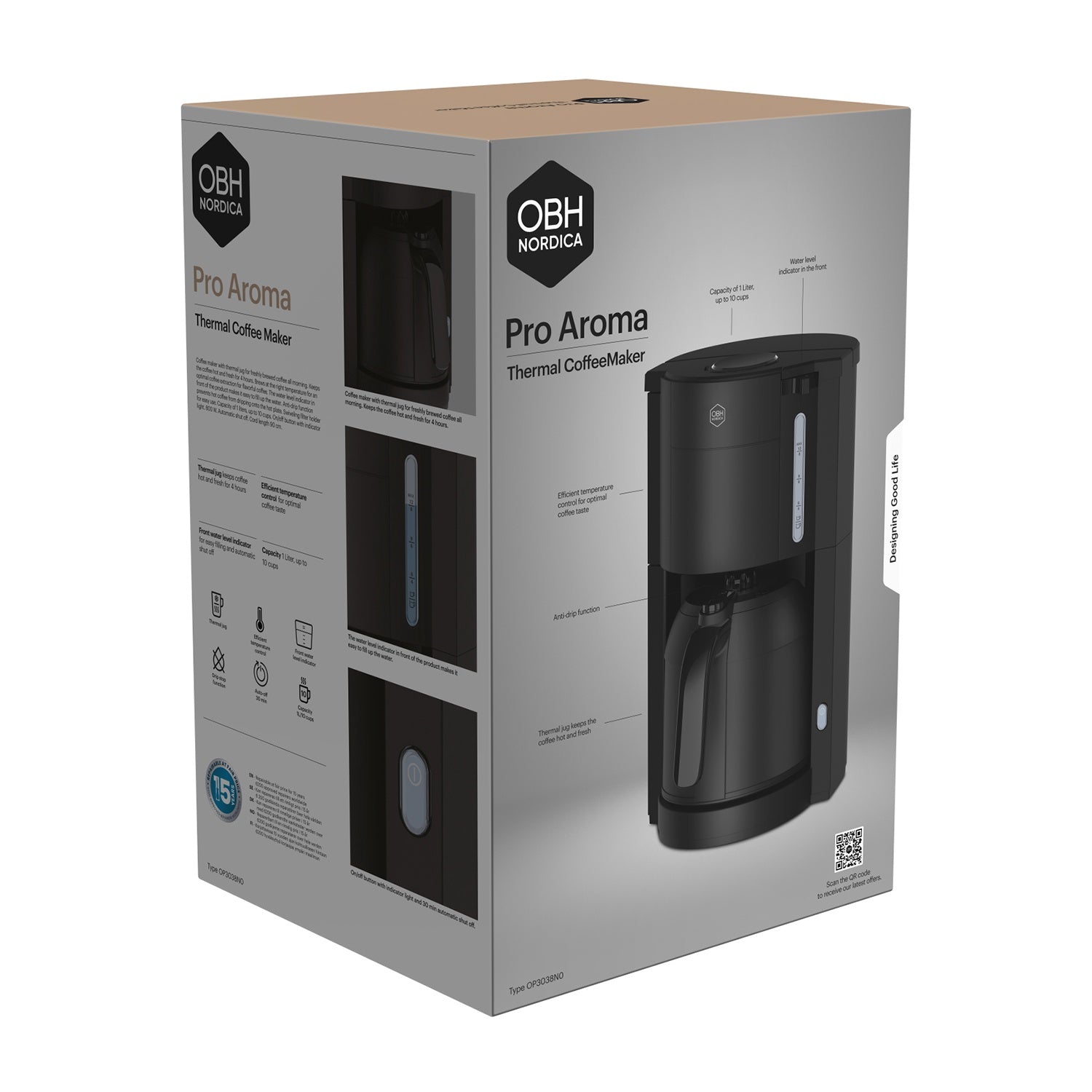 Coffee Maker With 1L Thermal Carafe, 10-Cup, Black