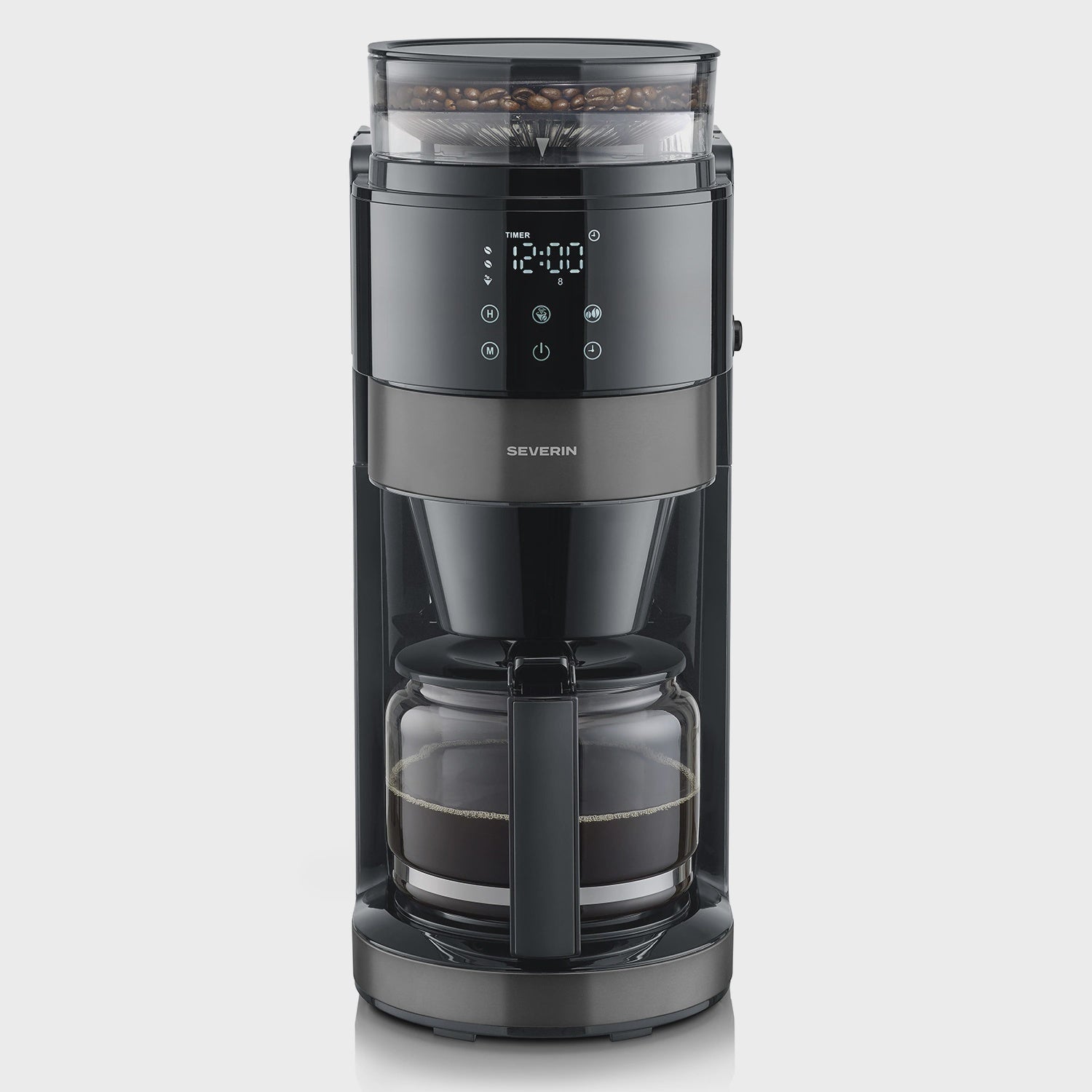 Coffee Maker with Grinder, 10-Cup Capacity, Dark Inox