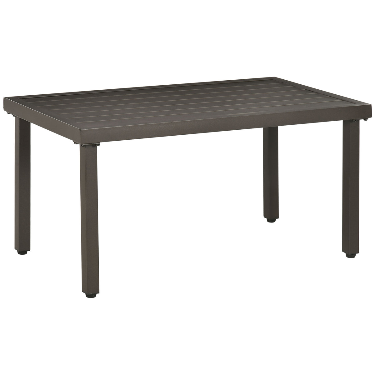 Coffee Table, Garden Table With Wood Look, Rectangular Coffee Table, Garden Table For Balcony, Patio, Steel, Brown, 91 X 51 X 46 Cm