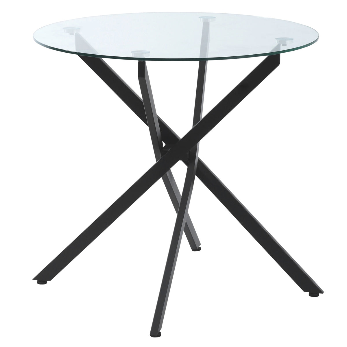 Coffee Table Round Glass Table, Black, Side Table With Safety Glass & Metal Frame, 80X80X75 Cm