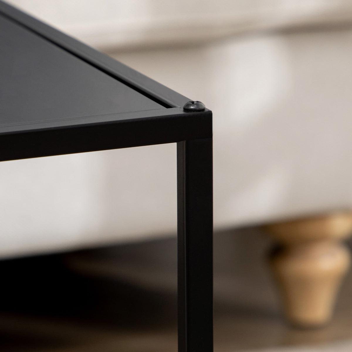 Coffee Table Set Of 2 Side Tables In A Modern Design, Steel Frame, Up To 10 Kg, Black, 120X59X45Cm