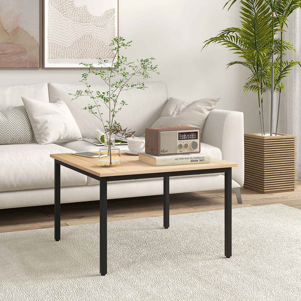 Coffee Table, Side Table, Coffee Table, Sofa Table, Up To 10 Kg, Fir Wood, Metal, Natural, 70X70X45 Cm