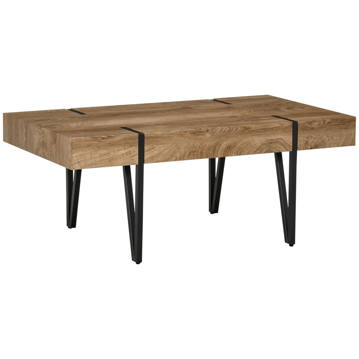 Coffee Table Side Table Sofa Table With Adjustable Footrests Living Room Table Industrial Design Mdf Metal Natural Wood 105 X 60 X 42 Cm