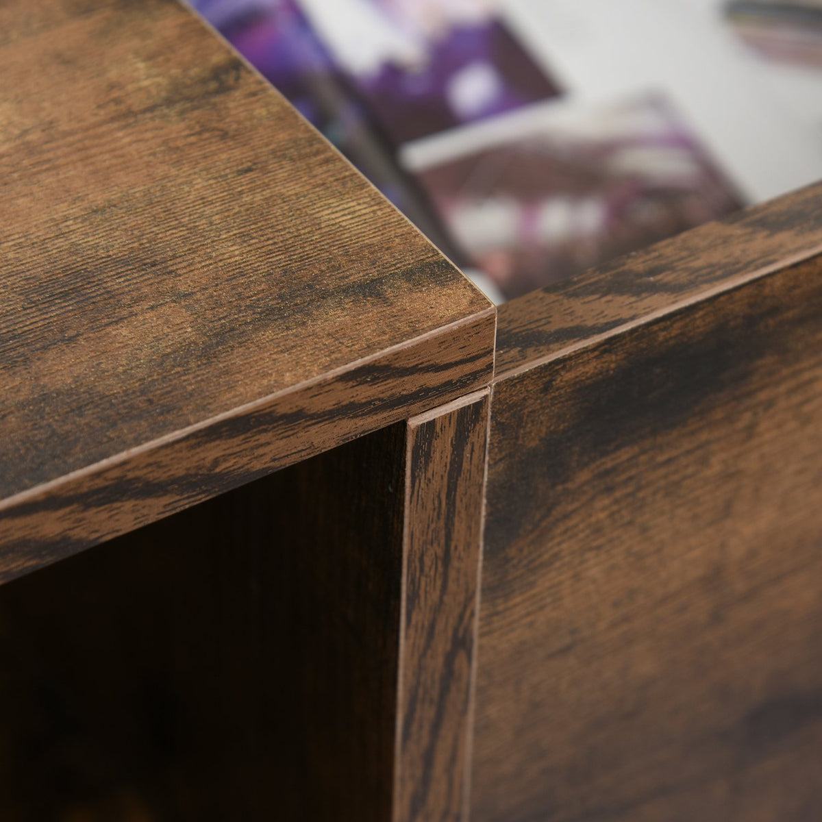 Coffee Table Side Table With Storage Compartment, Chipboard Metal, Brown + Black, 118X60X47Cm