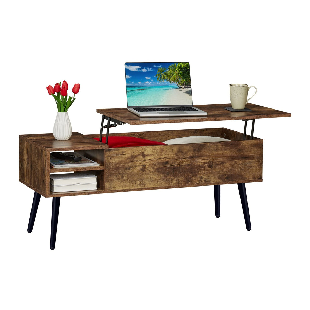 Coffee Table with Hidden Storage – Lift-Top, Industrial Design