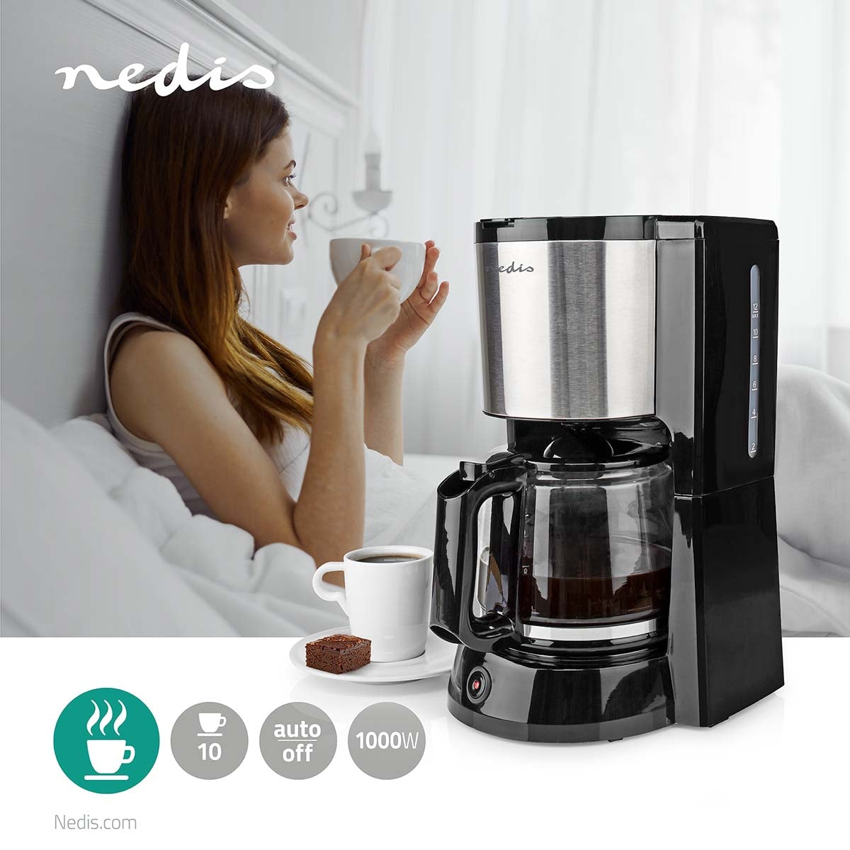 Coffee maker | Filter coffee | 1.5 l | 12 Cups | Keep warm function | Silver / Black