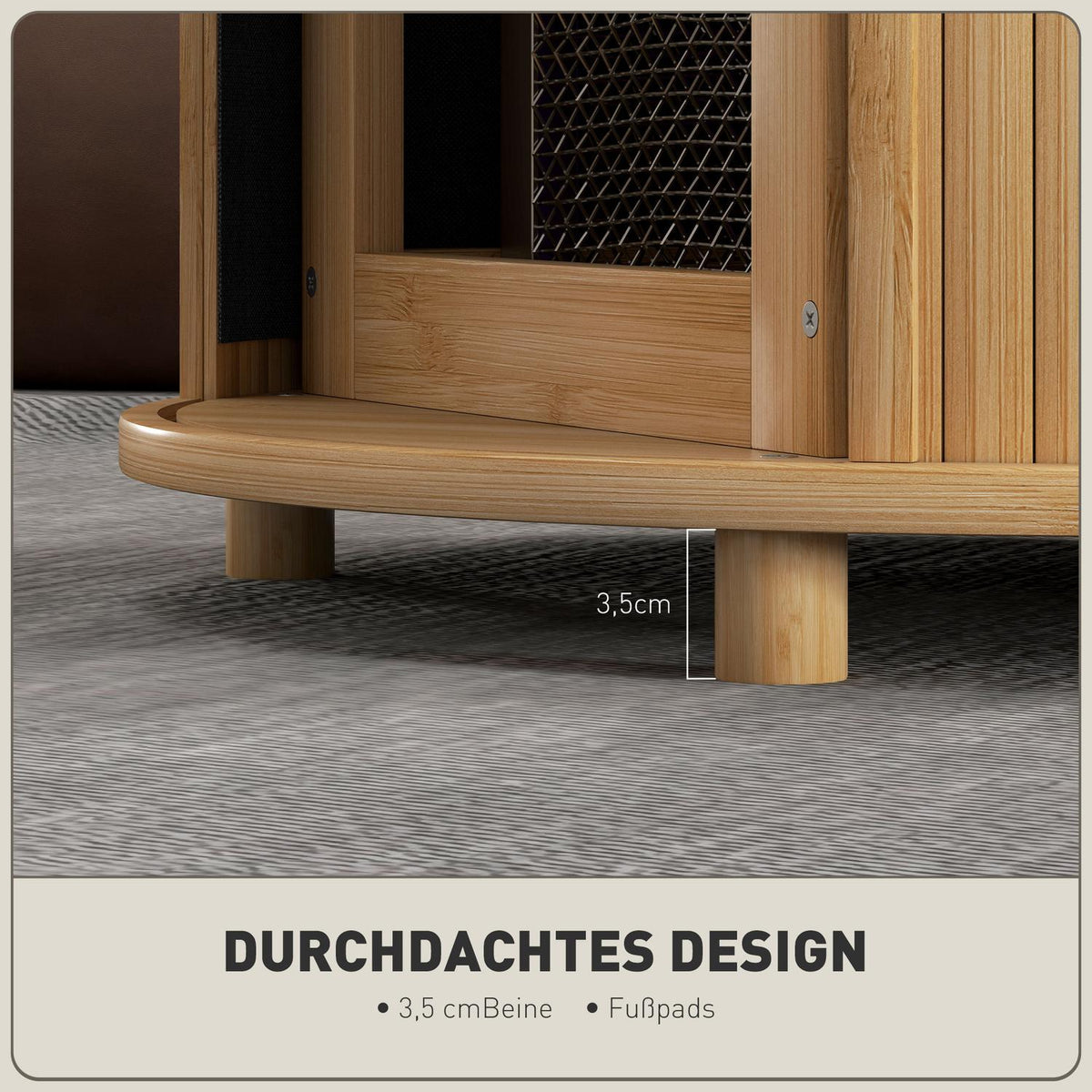 Coffee table living room table made of bamboo with hidden storage space and sliding door, round side table in modern style, for living room, natural, Ø60 x 45 cm