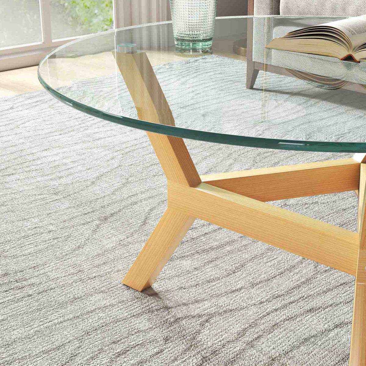 Coffee table made of tempered glass, living room table with adjustable foot pads and steel frame, round side table for living room, transparent, Ø80 x 45 cm