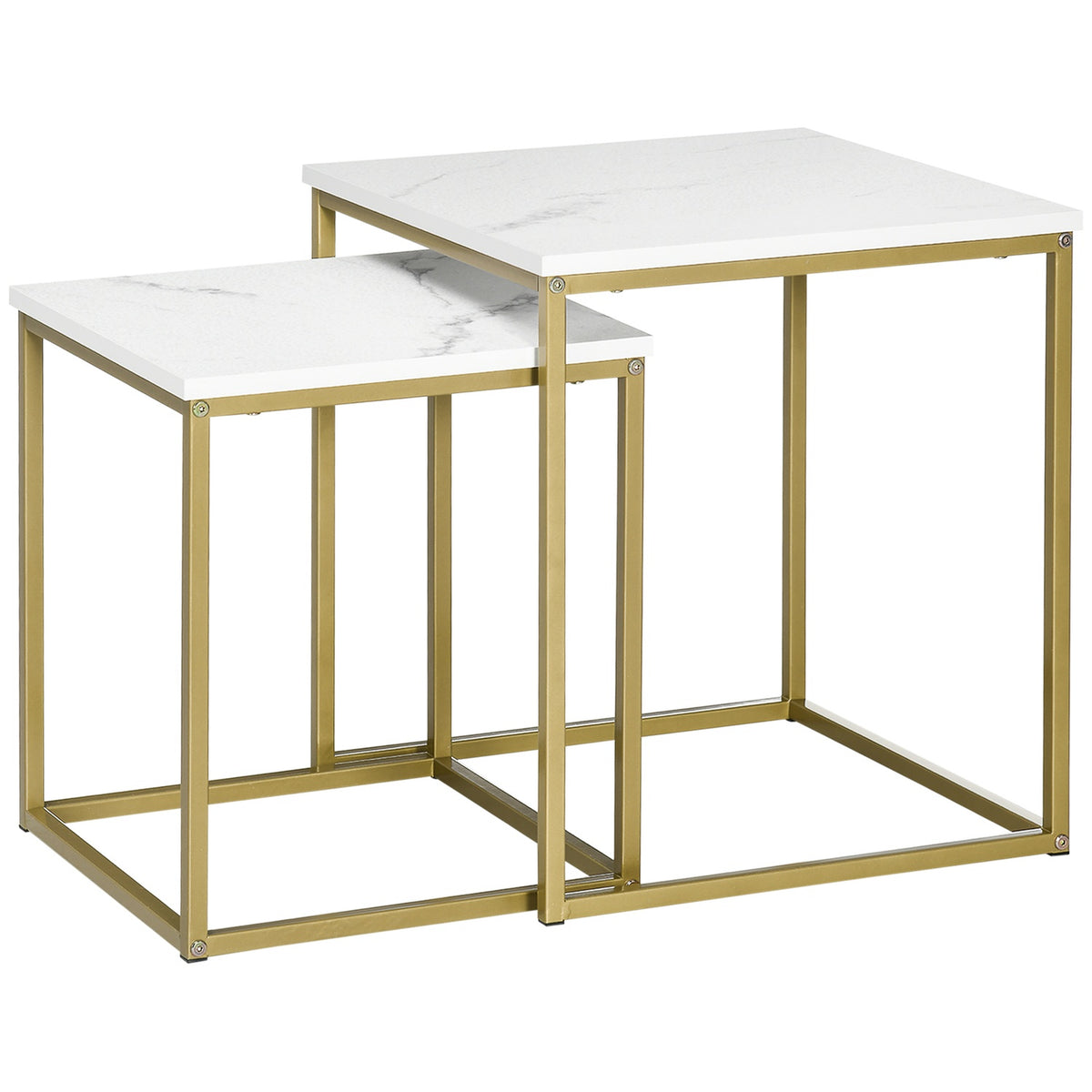 Coffee table set of 2, side table, coffee table, nesting table, sofa table with steel frame, living room table for bedroom, white