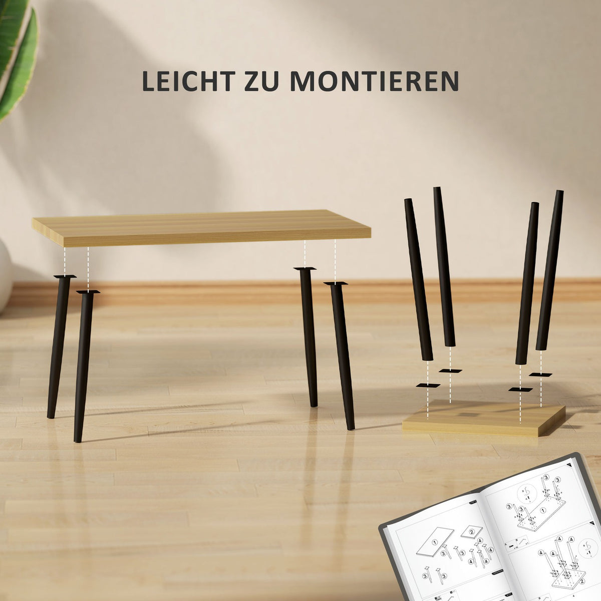 Coffee table set of 2 side tables with steel frame, living room table, coffee table for living room, bedroom, natural