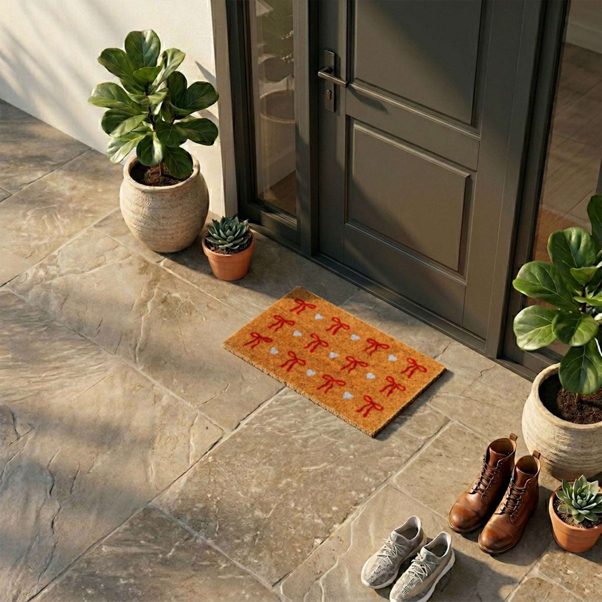Coir Doormat, 60x40 cm, Decorative Design
