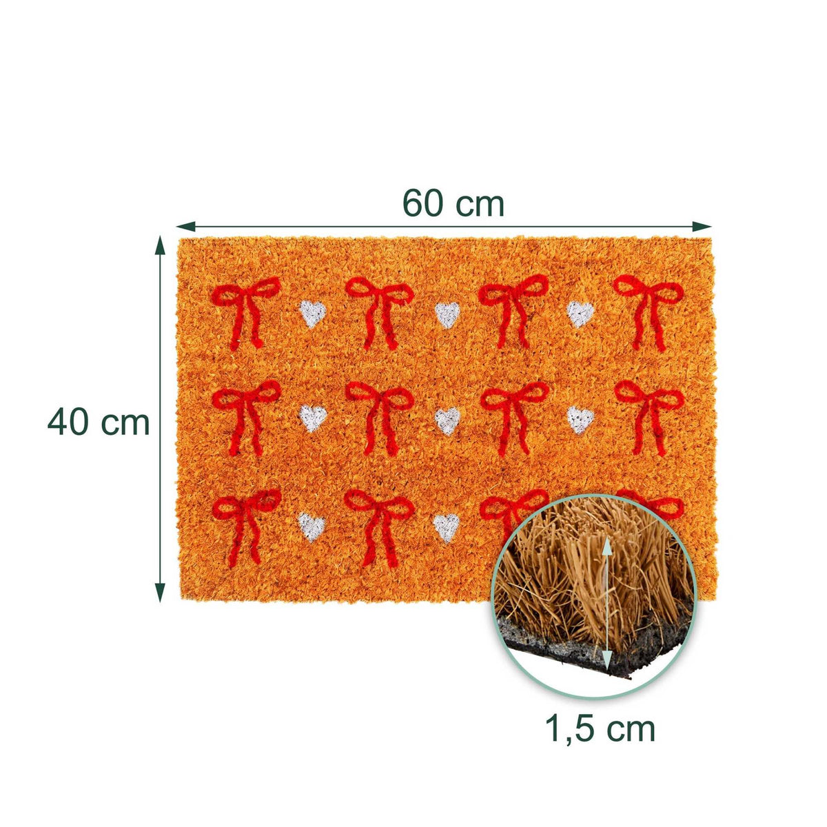 Coir Doormat, 60x40 cm, Decorative Design