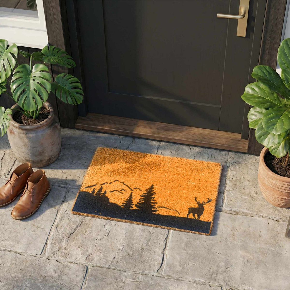 Coir Doormat, 60x40 cm, Decorative Design