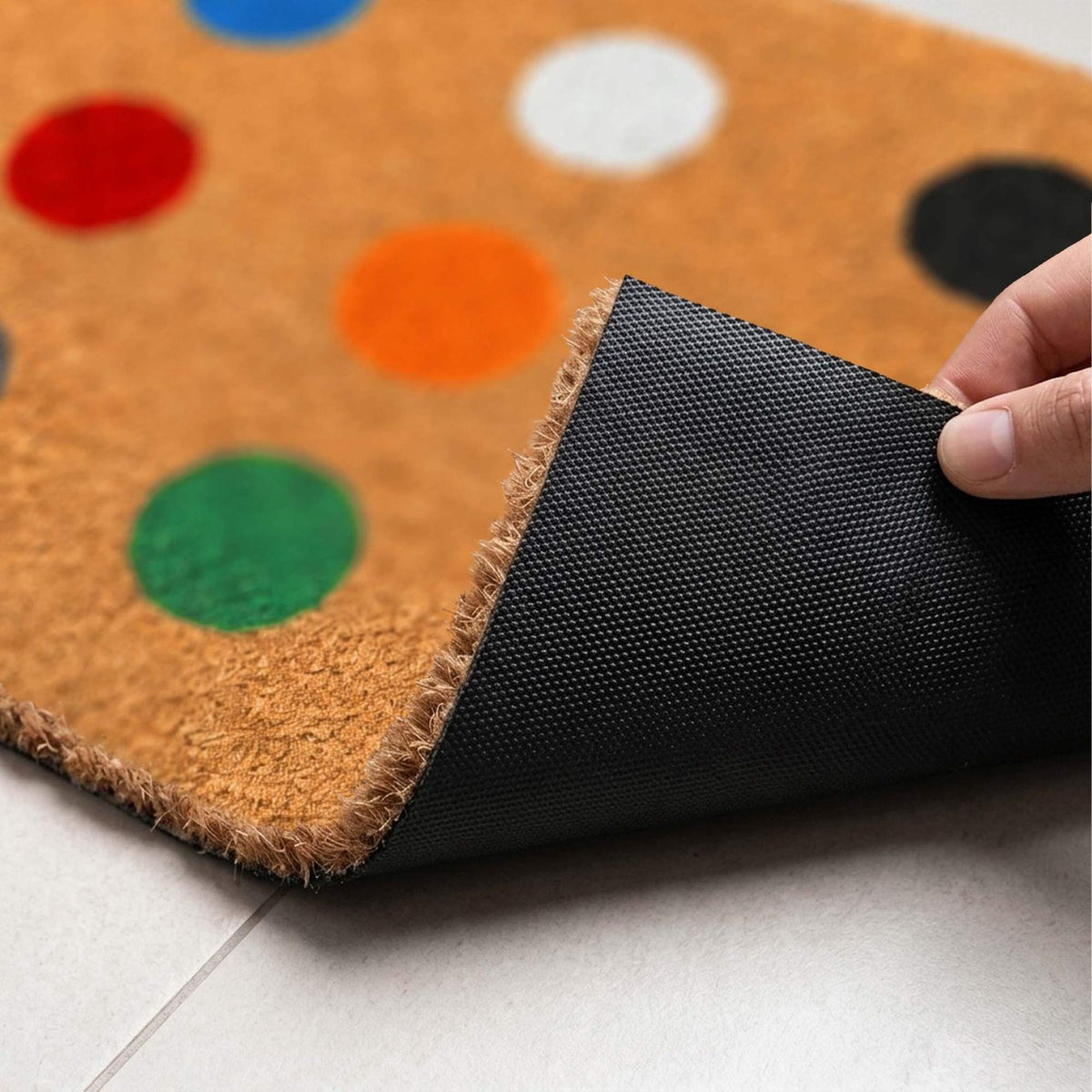Coir Doormat, 60x40 cm, Decorative Design