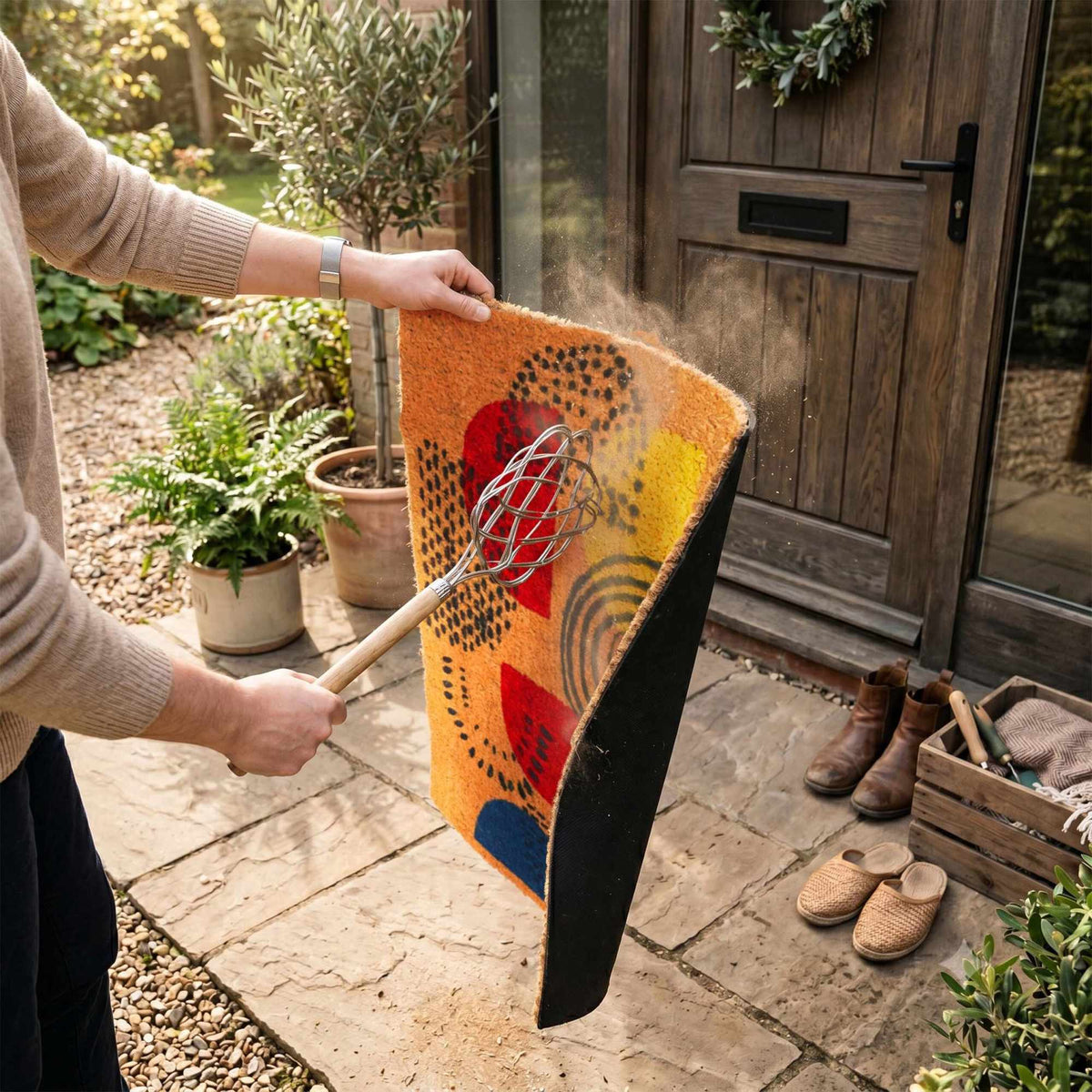 Coir Doormat, 60x40 cm, Dirt-Trapping Coconut Fiber