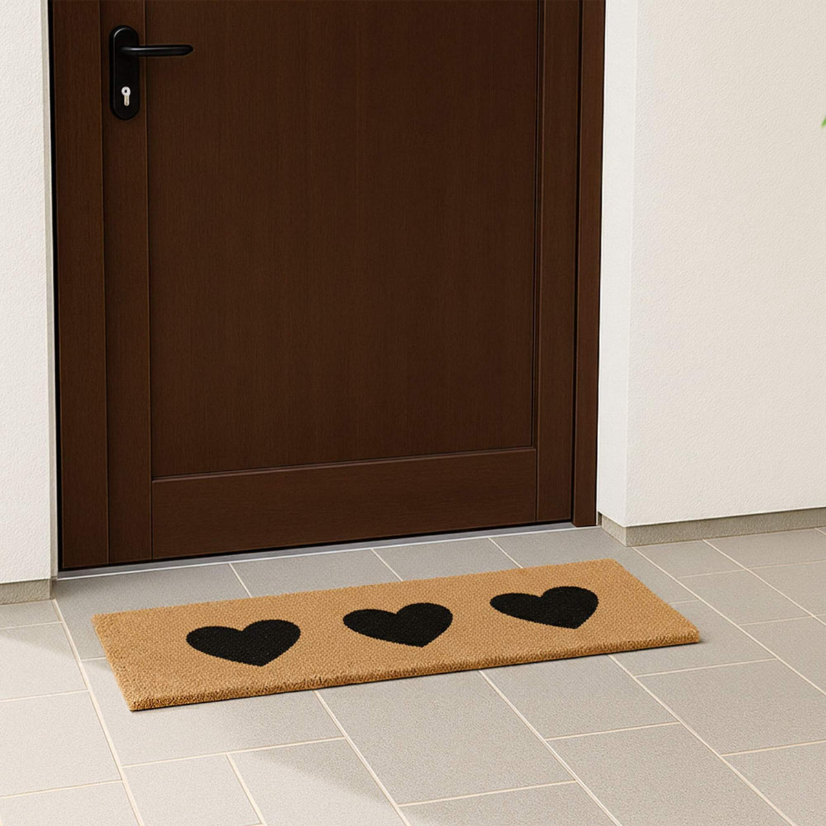 Coir Doormat, Narrow Heart Design, Non-Slip Indoor Outdoor