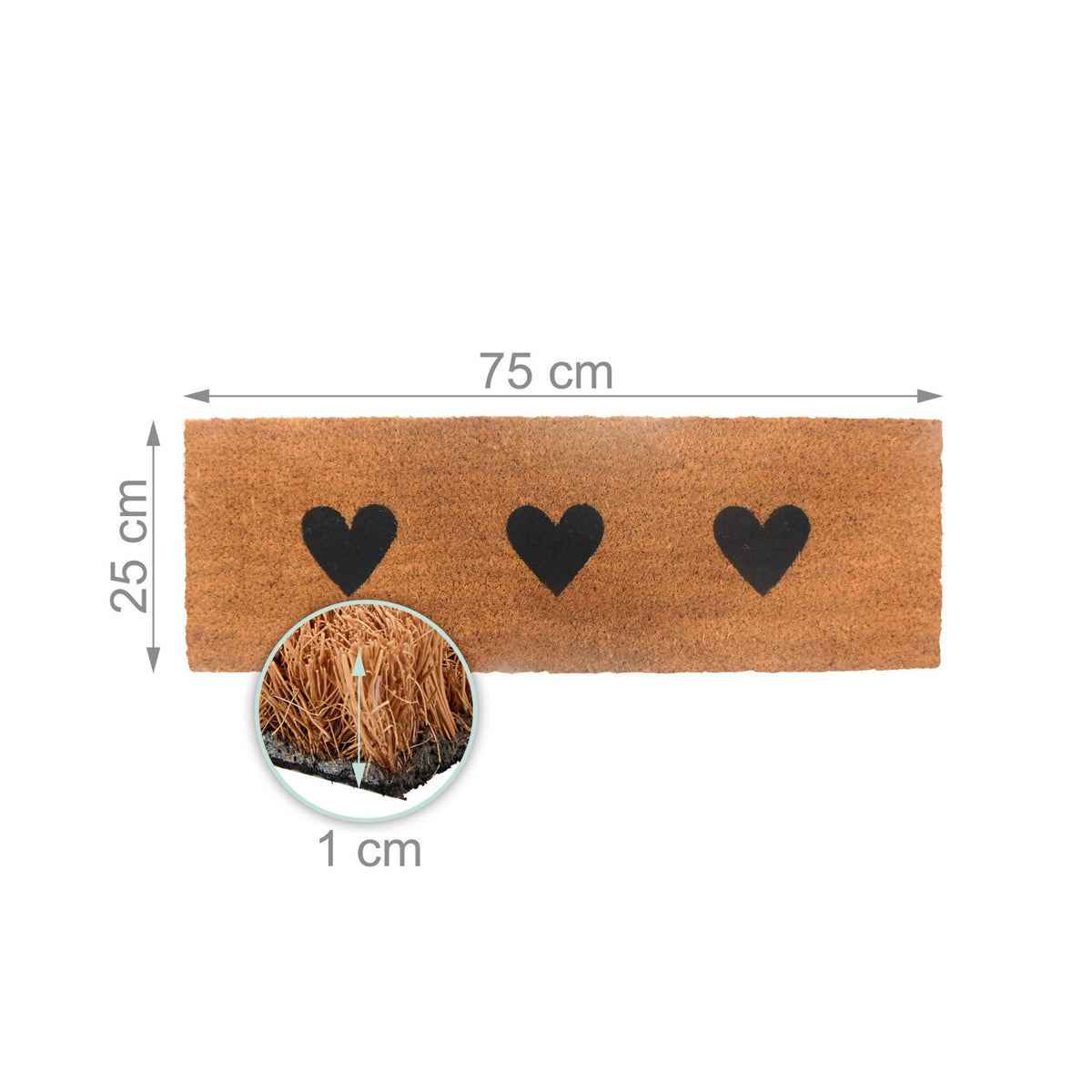 Coir Doormat, Narrow Heart Design, Non-Slip Indoor Outdoor