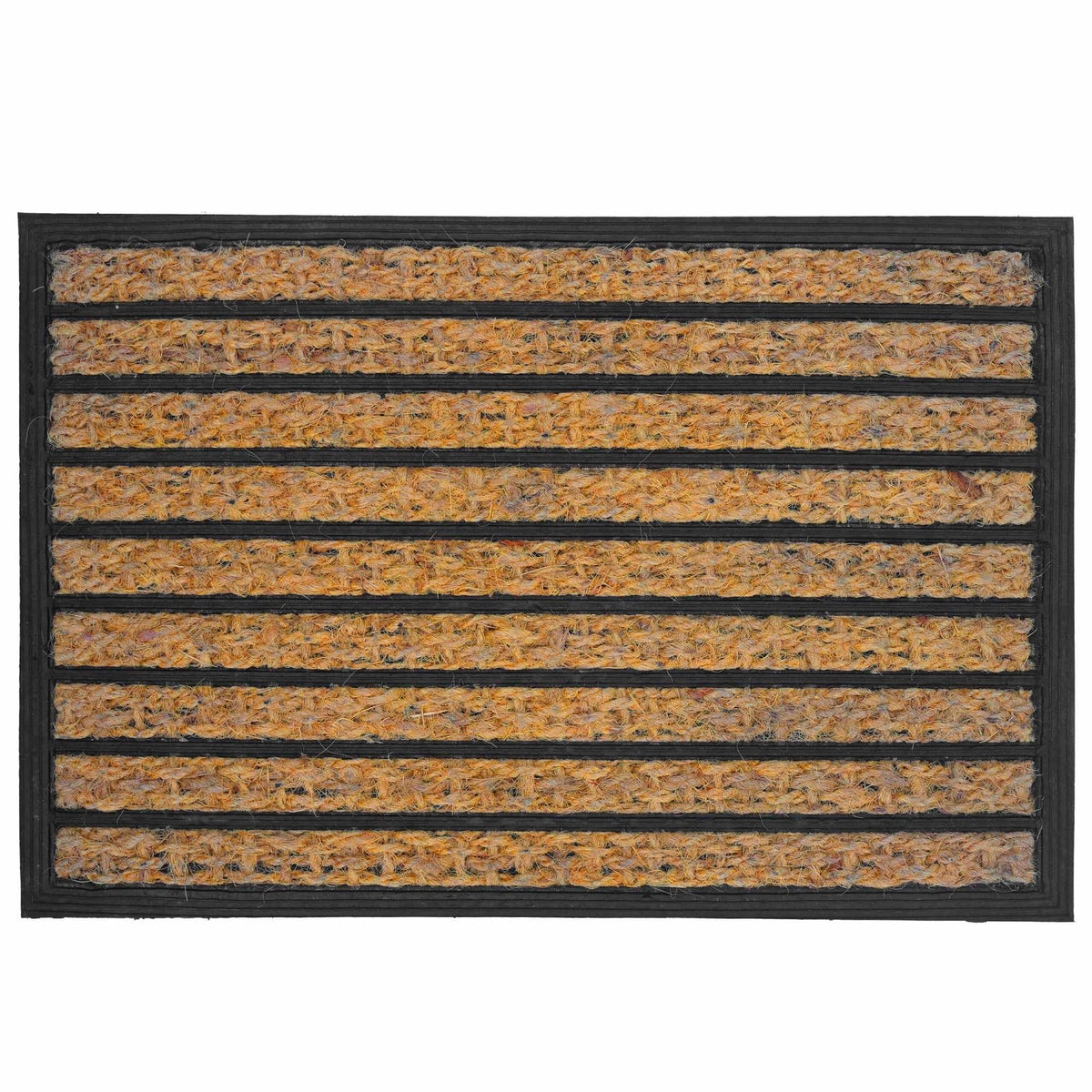 Coir & PVC Doormat, 60x40 cm, Natural & Black