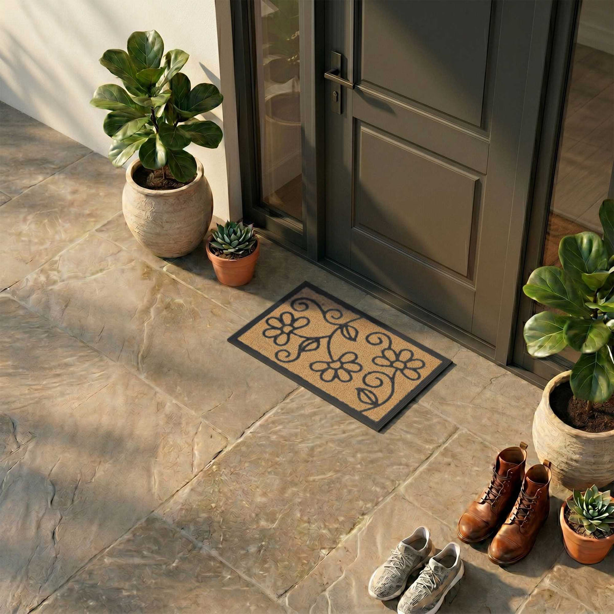 Coir & PVC Doormat, 60x40 cm, Non-Slip, Indoor/Outdoor