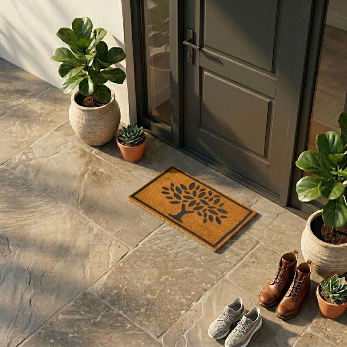 Coir & PVC Doormat, 60x40 cm, Non-Slip, Indoor/Outdoor