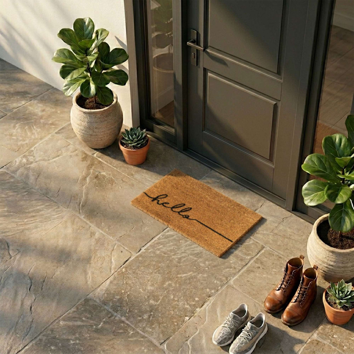 Coir Welcome Doormat, Non-Slip, 60x40 cm