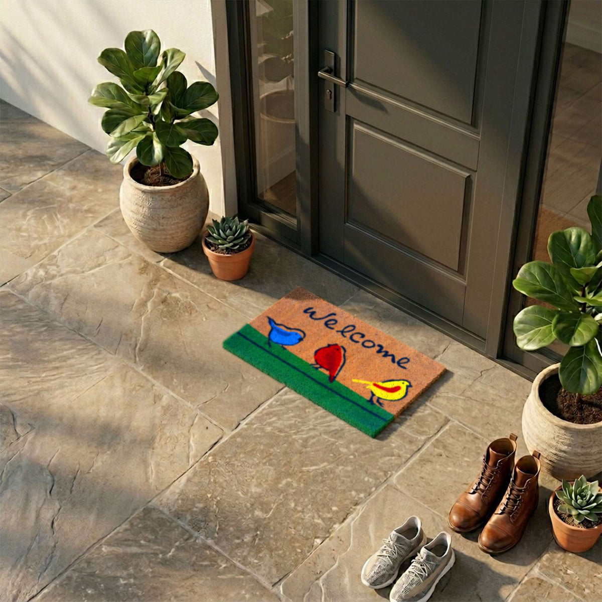 Coir Welcome Doormat, Non-Slip, 60x40 cm
