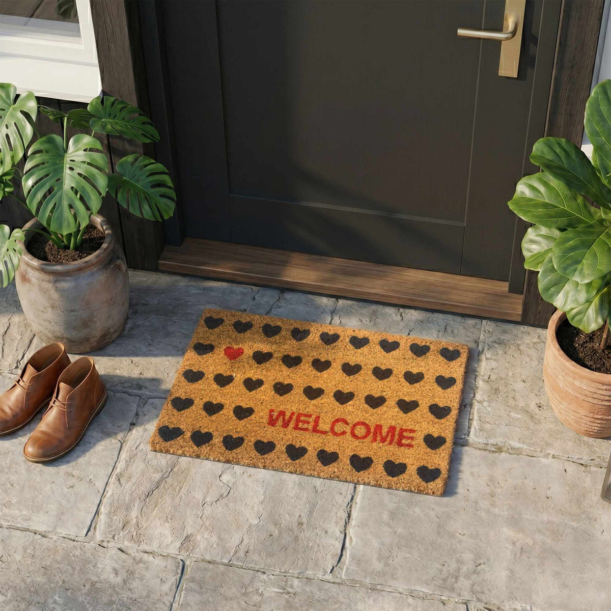 Coir Welcome Doormat, Non-Slip, 60x40 cm, Indoor/Outdoor
